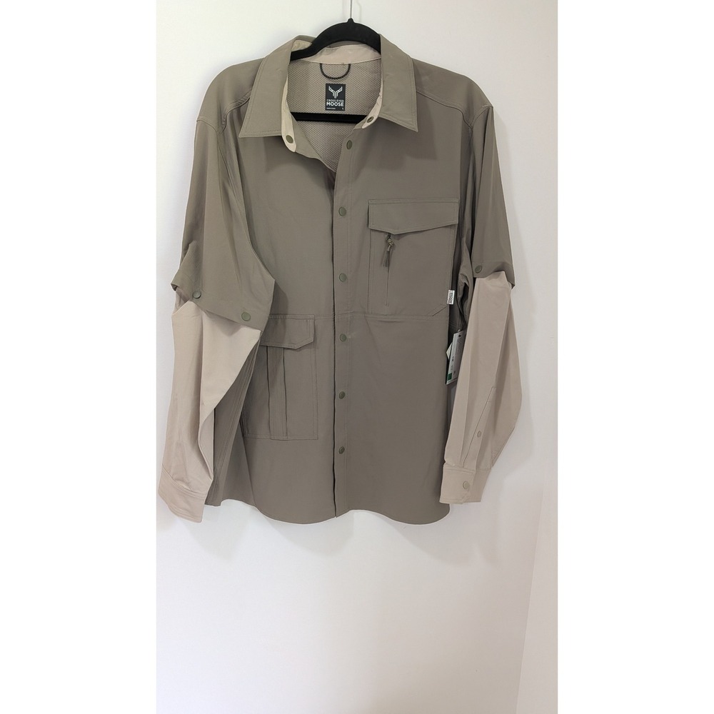 Cross Eyed Moose Nucleus Shirt Mens L Green Convertible Utility Hiking Fishing